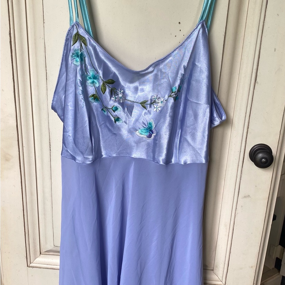 Vintage Secret Treasures Light Purple Satin Slip with Floral embroidered Details
